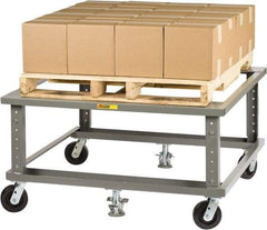 Little Giant - 3,600 Lb Capacity Steel Adjustable Height Pallet Stand - 48" Long x 42" Wide x 24" High, 6" Wheels - Eagle Tool & Supply