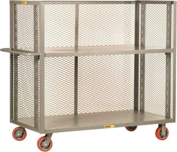 Little Giant - 3,600 Lb Capacity, 2 Shelf, 3-Sided Steel Bulk Truck - 60" Long x 30" Wide x 57" High, 6" Diam Polyurethane Wheels - Eagle Tool & Supply