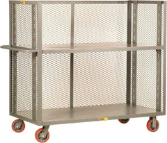 Little Giant - 3,600 Lb Capacity, 2 Shelf, 3-Sided Steel Bulk Truck - 48" Long x 30" Wide x 57" High, 6" Diam Polyurethane Wheels - Eagle Tool & Supply