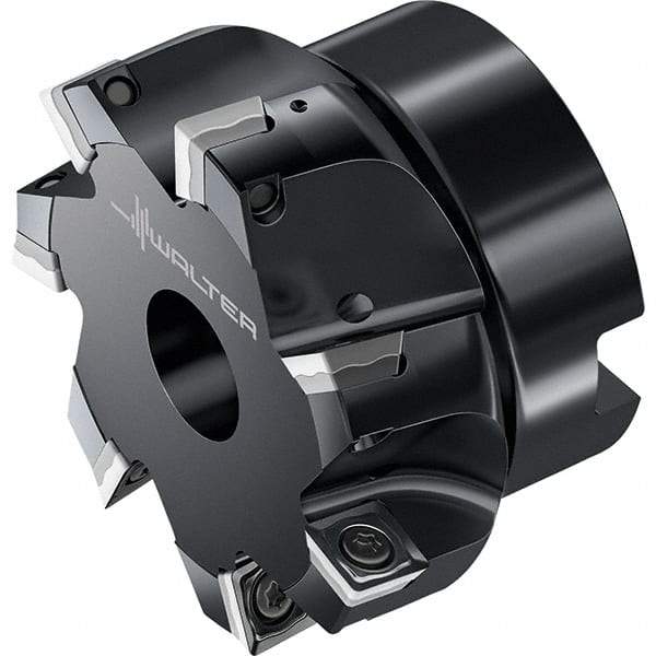 Walter - 8 Inserts, 76.2mm Cut Diam, 25.4mm Arbor Diam, Indexable Square-Shoulder Face Mill - 0° Lead Angle, 50mm High, Through Coolant, Series M4132-UB1 - Eagle Tool & Supply