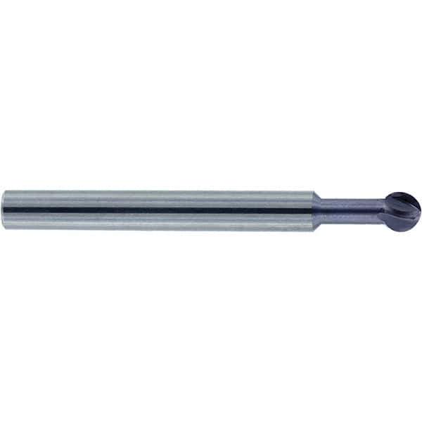 Accupro - 1/2" Diam, 0.427" LOC, 4 Flute Solid Carbide Ball End Mill - nACo Finish, Single End, 3" OAL, 1/2" Shank Diam, Undercutting - Eagle Tool & Supply