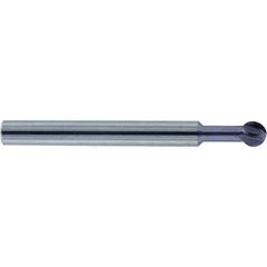 Accupro - 1/2" Diam, 0.427" LOC, 4 Flute Solid Carbide Ball End Mill - nACo Finish, Single End, 3" OAL, 1/2" Shank Diam, Undercutting - Eagle Tool & Supply