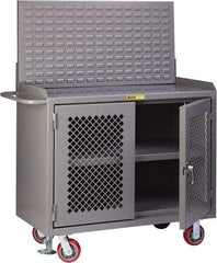 Little Giant - Mobile Bench Cabinet with Louvered Panel - Steel, Gray, 48" Long x 24" Deep x 65" High - Eagle Tool & Supply