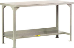 Little Giant - 60 Wide x 30" Deep x 36" High, 12 Gauge Steel Workbench - Edge Turned Down, Fixed Legs, Gray - Eagle Tool & Supply