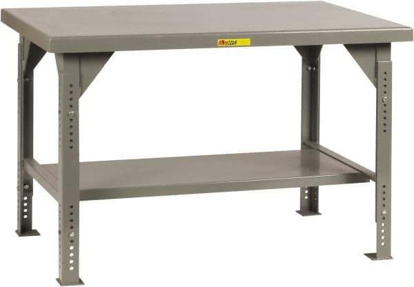 Little Giant - 36 Wide x 30" Deep x 28" High, 7 Gauge Steel Workbench - Comfort Edge, Adjustable Height Legs, Gray - Eagle Tool & Supply