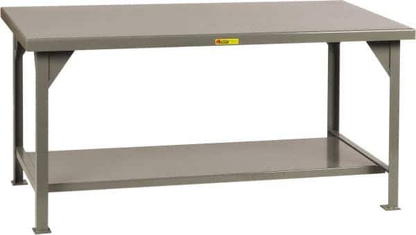 Little Giant - 72 Wide x 30" Deep x 34" High, 7 Gauge Steel Workbench - Comfort Edge, Fixed Legs, Gray - Eagle Tool & Supply