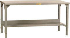 Little Giant - 84 Wide x 36" Deep x 27" High, 12 Gauge Steel Workbench - Edge Turned Down, Adjustable Height Legs, Gray - Eagle Tool & Supply