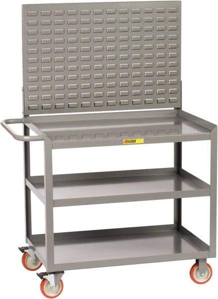 Little Giant - 1,200 Lb Capacity, 3 Shelf, 3 Drawer Mobile Workstation - 53-1/2" Wide x 24" Deep x 60" High, Gray - Eagle Tool & Supply