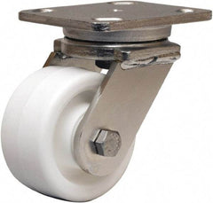 Hamilton - 4" Diam x 2" Wide x 5-5/8" OAH Top Plate Mount Swivel Caster - Polyolefin, 550 Lb Capacity, Delrin Bearing, 4 x 5" Plate - Eagle Tool & Supply