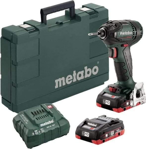 Metabo - 18 Volt, 1/4" Drive, 1,770 Ft/Lb Torque, Cordless Impact Driver - Pistol Grip Handle, 2900 RPM, 2 Batteries Included - Eagle Tool & Supply