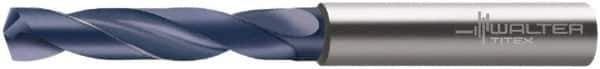 Walter-Titex - 16.5mm 140° Spiral Flute Solid Carbide Screw Machine Drill Bit - TiAlN Finish, Right Hand Cut, 1.95" Flute Length, 5" OAL, Special Type Point, Straight Shank - Eagle Tool & Supply