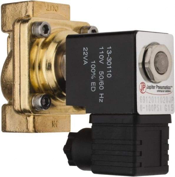 PRO-SOURCE - 1/2", 2/2 Way Stacking Solenoid Valve - 110 VAC, 4.12 CV Rate, 3.98" High x 2.76" Long - Eagle Tool & Supply
