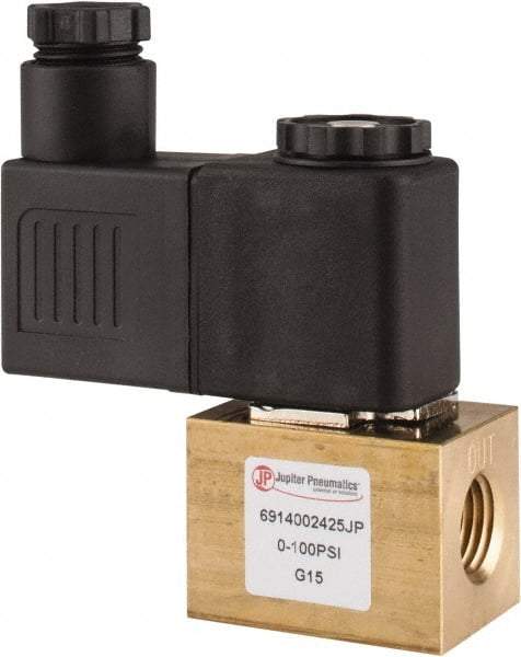 PRO-SOURCE - 1/4", 2/2 Way Square Body Stacking Solenoid Valve - 24 VDC, 0.18 CV Rate, 2.95" High x 2.64" Long - Eagle Tool & Supply