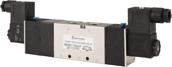 PRO-SOURCE - 3/8", 5/3 Way Double Stacking Solenoid Valve - 110 VAC, 1.73 CV Rate, 2.81" High x 9.8" Long - Eagle Tool & Supply