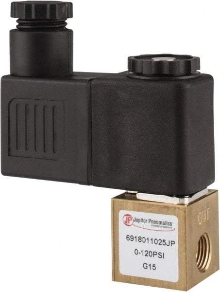 PRO-SOURCE - 1/8", 2/2 Way Square Body Stacking Solenoid Valve - 110 VAC, 0.1 CV Rate, 2.83" High x 2.3" Long - Eagle Tool & Supply