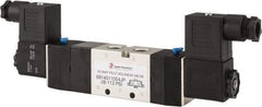 PRO-SOURCE - 1/4", 5/3 Way Double Stacking Solenoid Valve - 110 VAC, 0.76 CV Rate, 2.6" High x 8-1/2" Long - Eagle Tool & Supply