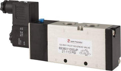 PRO-SOURCE - 3/8", 5/2 Way Single Stacking Solenoid Valve - 110 VAC, 1.9 CV Rate, 2.81" High x 6.22" Long - Eagle Tool & Supply
