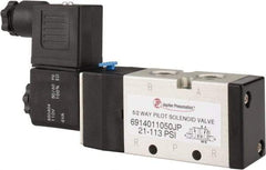 PRO-SOURCE - 1/4", 5/2 Way Single Stacking Solenoid Valve - 110 VAC, 0.98 CV Rate, 2.6" High x 5.12" Long - Eagle Tool & Supply