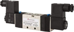 PRO-SOURCE - 1/4", 5/2 Way Double Stacking Solenoid Valve - 24 VDC, 0.98 CV Rate, 2.6" High x 7.76" Long - Eagle Tool & Supply