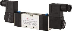 PRO-SOURCE - 1/4", 5/2 Way Double Stacking Solenoid Valve - 110 VAC, 0.98 CV Rate, 2.6" High x 7.76" Long - Eagle Tool & Supply