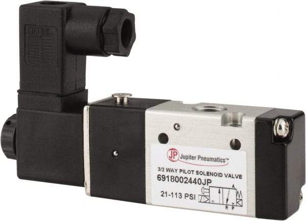 PRO-SOURCE - 1/8", 3/2 Way Single Stacking Solenoid Valve - 24 VDC, 0.65 CV Rate, 1.38" High x 3.46" Long - Eagle Tool & Supply
