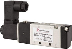 PRO-SOURCE - 1/8", 5/2 Way Body Ported Stacking Solenoid Valve - 110 VAC, 0.6 CV Rate, 1.36" High x 3.88" Long - Eagle Tool & Supply