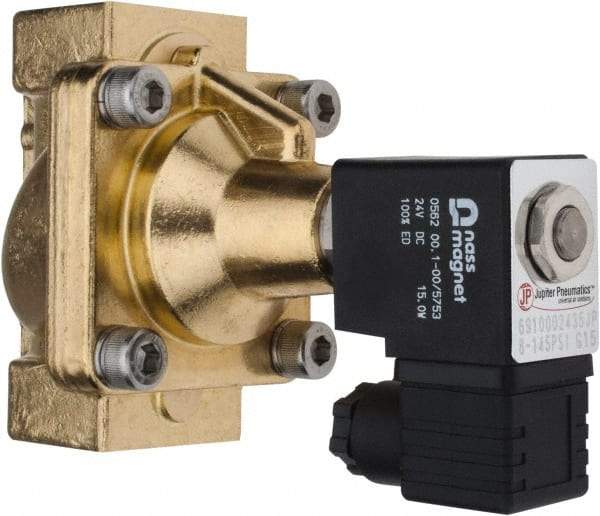 PRO-SOURCE - 1", 2/2 Way Steam Series Stacking Solenoid Valve - 24 VDC, 12 CV Rate, 4.98" High x 3.94" Long - Eagle Tool & Supply