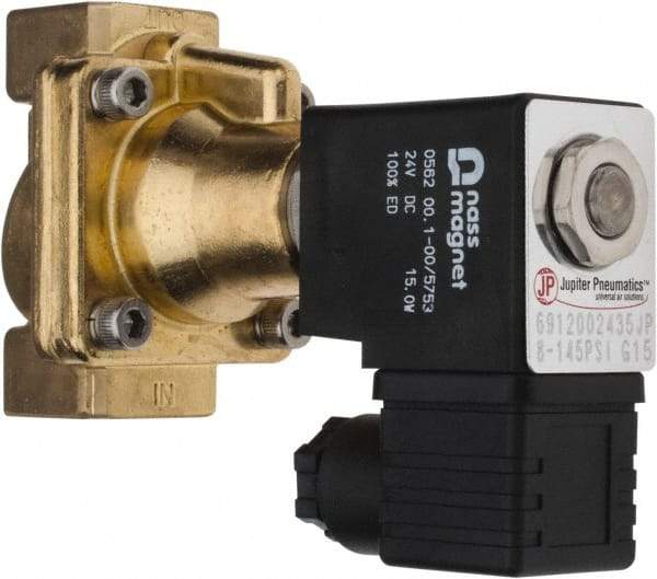 PRO-SOURCE - 1/2", 2/2 Way Steam Series Stacking Solenoid Valve - 24 VDC, 4.5 CV Rate, 4.19" High x 2.76" Long - Eagle Tool & Supply