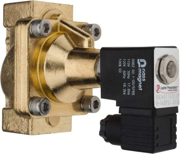 PRO-SOURCE - 3/4", 2/2 Way Steam Series Stacking Solenoid Valve - 110 VAC, 12 CV Rate, 4.98" High x 3.94" Long - Eagle Tool & Supply