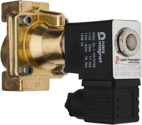 PRO-SOURCE - 1/2", 2/2 Way Steam Series Stacking Solenoid Valve - 110 VAC, 4.5 CV Rate, 4.19" High x 2.76" Long - Eagle Tool & Supply