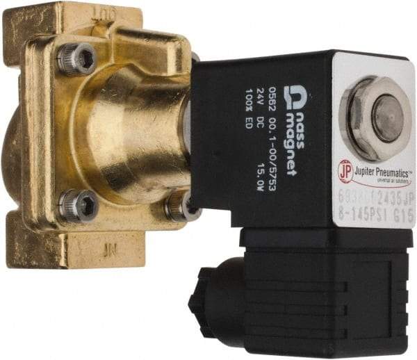 PRO-SOURCE - 3/8", 2/2 Way Steam Series Stacking Solenoid Valve - 24 VDC, 4.5 CV Rate, 4.19" High x 2.76" Long - Eagle Tool & Supply