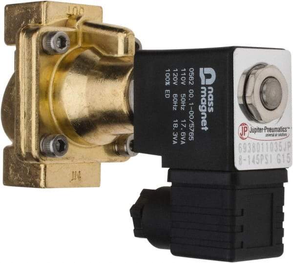 PRO-SOURCE - 3/8", 2/2 Way Steam Series Stacking Solenoid Valve - 110 VAC, 4.5 CV Rate, 4.19" High x 2.76" Long - Eagle Tool & Supply