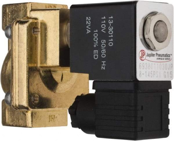 PRO-SOURCE - 3/8", 2/2 Way Stacking Solenoid Valve - 110 VAC, 4.5 CV Rate, 4.19" High x 2.83" Long - Eagle Tool & Supply