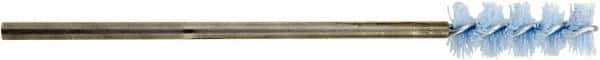 Tanis - 1-3/8" Diam Helical Nylon Tube Brush - Single Spiral, 0.04" Filament Diam, 2" Brush Length, 8" OAL, 1/4" Diam Shank - Eagle Tool & Supply