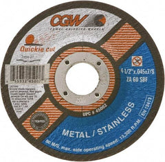 Camel Grinding Wheels - 60 Grit, 5" Wheel Diam, Type 27 Depressed Center Wheel - Medium Grade, Zirconia Alumina, Resinoid Bond, S Hardness, 12,250 Max RPM - Eagle Tool & Supply