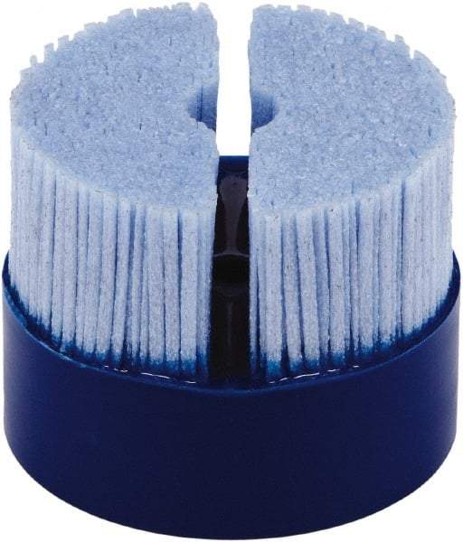 Tanis - 2" 120 Grit Ceramic Crimped Disc Brush - Drive Arbor Connector, 1-1/4" Trim Length, 3/8" Arbor Hole - Eagle Tool & Supply