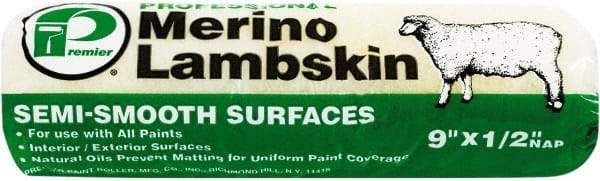 Premier Paint Roller - 1/2" Nap, 9" Wide Paint Roller Cover - Semi-Rough Texture, Lambskin - Eagle Tool & Supply