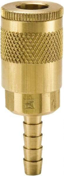Parker - Hose Barb Tru-Flate Automotive Pneumatic Hose Coupler - Brass, 1/4" Body Diam, 5/16" Hose ID - Eagle Tool & Supply