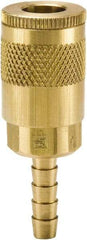 Parker - Hose Barb Tru-Flate Automotive Pneumatic Hose Coupler - Brass, 1/4" Body Diam, 5/16" Hose ID - Eagle Tool & Supply