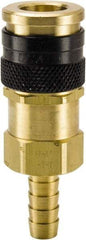 Parker - Hose Barb Industrial Pneumatic Hose Coupler - Brass, 3/8" Body Diam, 3/8" Hose ID - Eagle Tool & Supply