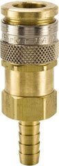 Parker - Hose Barb European High Flow Pneumatic Hose Coupler - Brass, 3/8" Body Diam, 3/8" Hose ID - Eagle Tool & Supply
