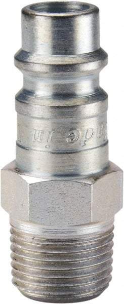 Parker - 1/2-14 Male NPTF European High Flow Pneumatic Hose Connector - Steel, 3/8" Body Diam - Eagle Tool & Supply