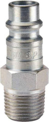 Parker - 1/2-14 Male NPTF European High Flow Pneumatic Hose Connector - Steel, 3/8" Body Diam - Eagle Tool & Supply