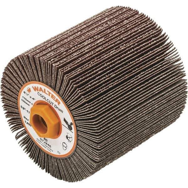 WALTER Surface Technologies - 4-1/4" Diam 60 Grit Aluminum Oxide Unmounted Flap Wheel - 5/8-11 Threaded Hole, 4" Wide, Coated, Grade Coarse, 3,800 Max RPM - Eagle Tool & Supply