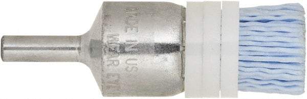 Tanis - 220 Grit, 3/4" Brush Diam, Crimped, End Brush - 1/4" Diam Steel Shank, 10,000 Max RPM - Eagle Tool & Supply