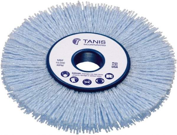 Tanis - 6" OD, 2" Arbor Hole, Crimped Nylon Wheel Brush - 1" Face Width, 1-1/4" Trim Length, 0.035" Filament Diam - Eagle Tool & Supply