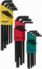 Bondhus - 30 Piece L-Key Hex Key Set - Hex Range 0.05 to 3/8", 8-5/8" OAL, Protanium High Torque Steel - Eagle Tool & Supply
