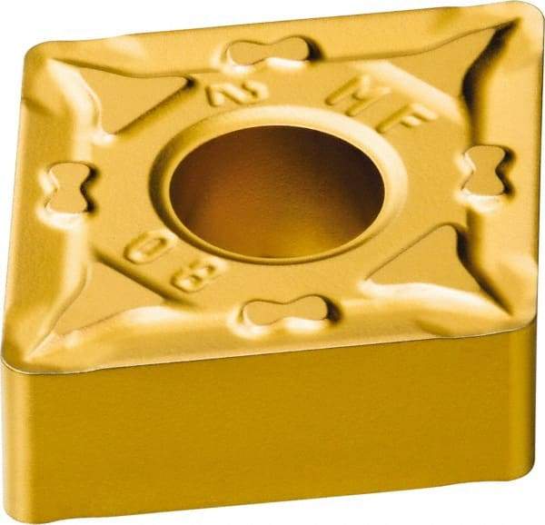 Sandvik Coromant - CNMG322 MF Grade 2025 Carbide Turning Insert - TiCN/Al2O3/TiN Finish, 80° Diamond, 3/8" Inscr Circle, 1/8" Thick, 1/32" Corner Radius - Eagle Tool & Supply