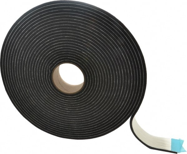 Made in USA - 45' x 2" x 1/4" Black PVC Foam Roll - Eagle Tool & Supply