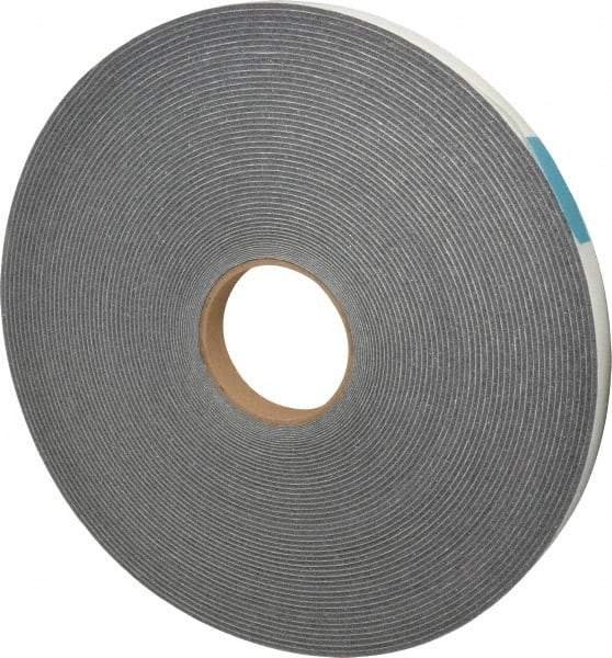 Made in USA - 1/8" Thick x 3/4" Wide x 100' Long Gray Open Cell Polyurethane Foam Rubber Roll - Stock Length, Adhesive Back, 1.8 to 2.2 Lb/Cu Ft Density, -20°F to 160°F - Eagle Tool & Supply